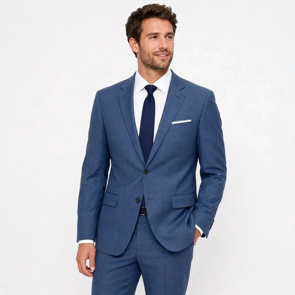 Banana Republic Tailored Slim Fit Blue Sport Coat Blazer 44R & Pants 34x32 Suit